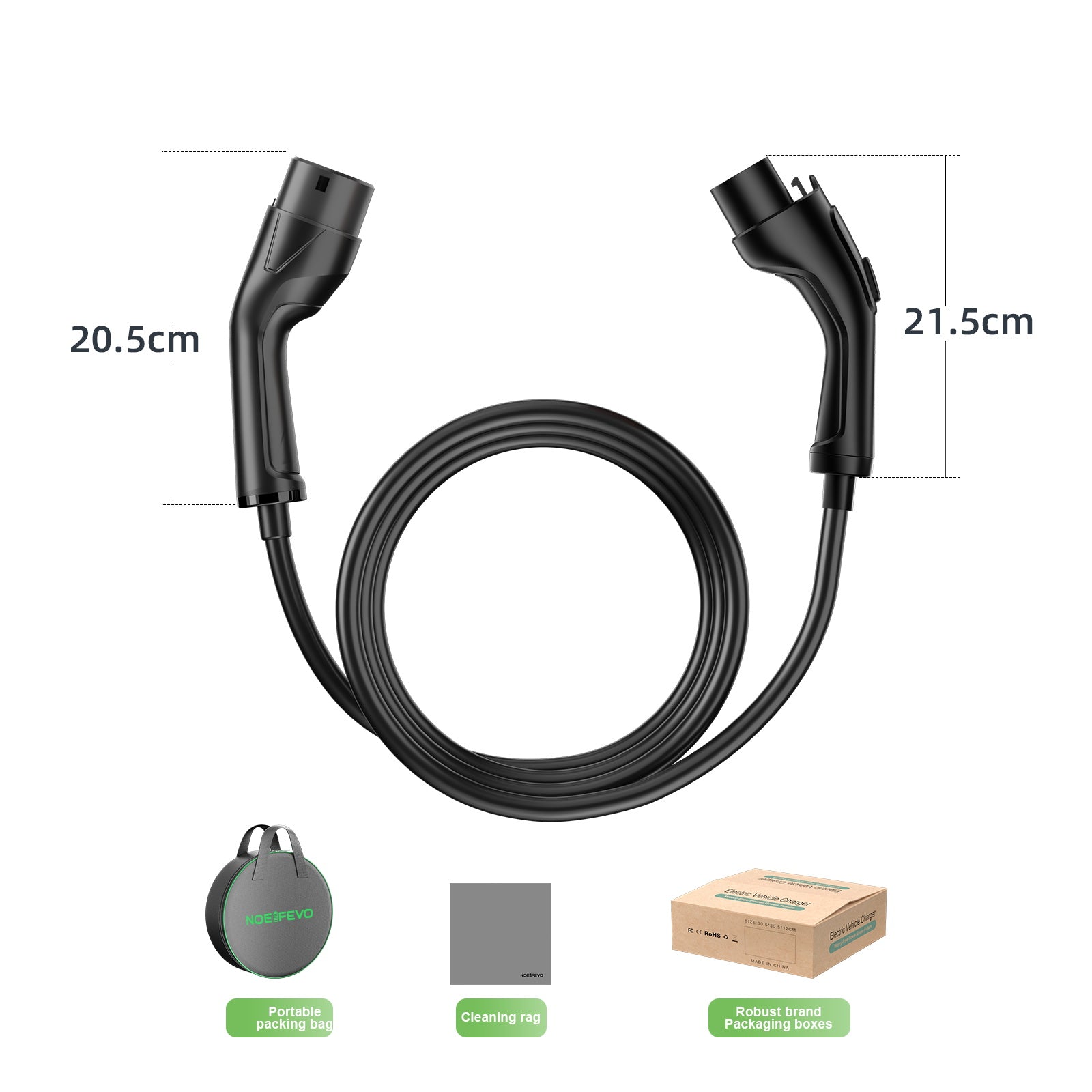 NOEIFEVO Cavo di estensione Type 2 da 5M/7M per la ricarica, 3.5KW / 7KW / 11KW / 22KW Cavo di ricarica Type 2 a Type 2 per Wallbox e caricabatterie EV