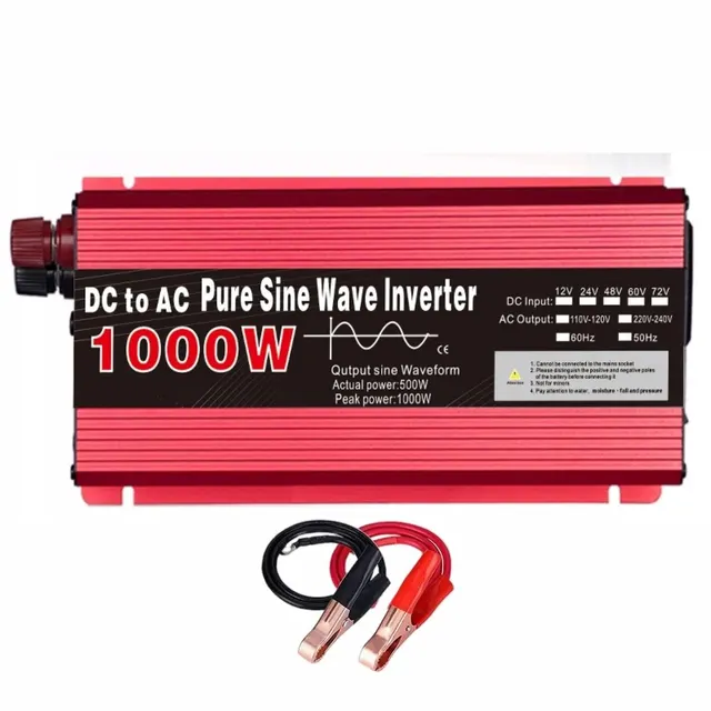 12V to 220V Power Inverter, 1000W-3000W DC-AC Converter with EU Plugs for Cars, Trucks, Camping & Household Appliances