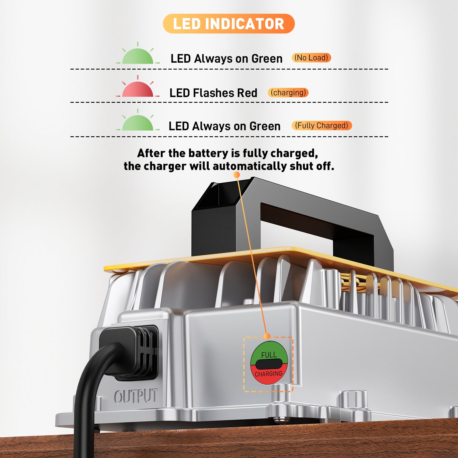 NOEIFEVO 58.4V 20A Lithium Lifepo4 batterioplader til 48V (51.2V)16S batteri, vandtæt, 0 V BMS aktivering, automatisk nedlukning med fuld beskyttelse