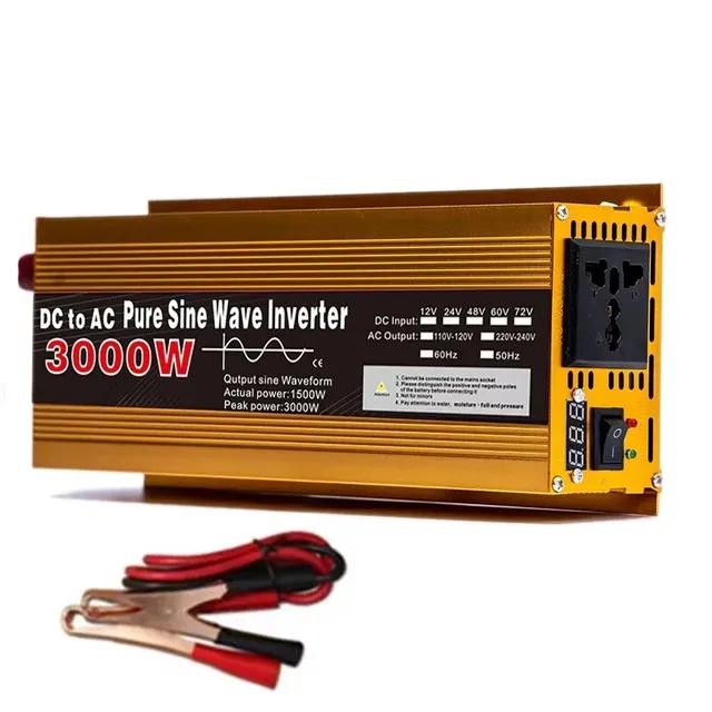 Inverter 12V to 220V, Pure Sine Wave, 1600W 2200W 3000W, Power Inverter, EU Socket with LED Display