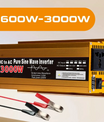 Inverter 12V to 220V, Pure Sine Wave, 1600W 2200W 3000W, Power Inverter, EU Socket with LED Display