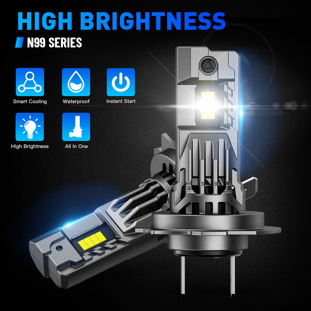 2 Pezzi 100W 24000 Lumen Lampadine Fari Auto, H7 H11 9005 9006 H4 Lampadine LED