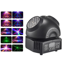 36W Mini-discolys, RGBW LED-festbelysning, dobbelt moving-head-strålekaster, DMX512 DJ-udstyr, stroboskop-sceneeffekt til natklub, bar og show