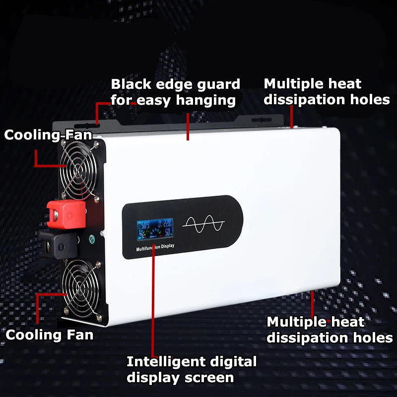 Inverter 12v til 230v Ren sinus, 5000W til 12000W DC AC inverter med EU-stikkontakter for bil, lastebil, camping og husholdningsapparater