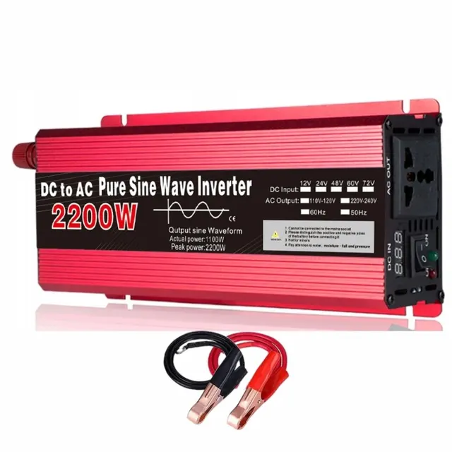 12V to 220V Power Inverter, 1000W-3000W DC-AC Converter with EU Plugs for Cars, Trucks, Camping & Household Appliances