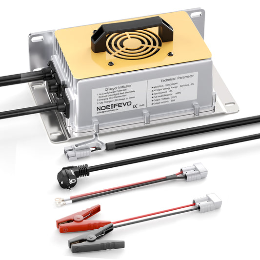 NOEIFEVO 29,2 V 50A rapido Caricabatterie per batteria al litio LiFePO4 da 24 V 25,6 V, impermeabile, attivazione BMS 0 V