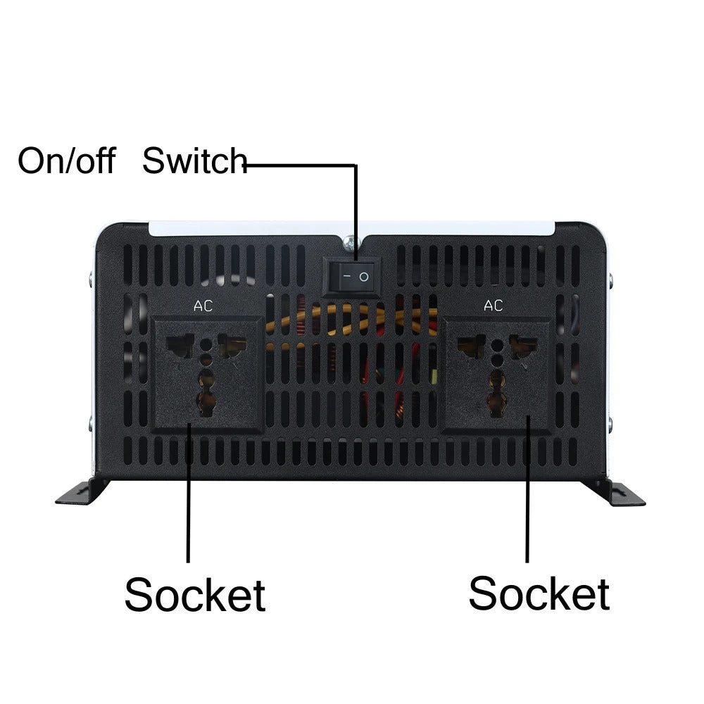 Inverter 12v til 230v Ren sinus, 5000W til 12000W DC AC inverter med EU-stikkontakter for bil, lastebil, camping og husholdningsapparater