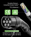 NOEIFEVO Mobile EV Wallbox 22kw 5m (1,84kW-22kW), Fungerer med alle Type2 E-Cars, Ultimate EV-lader for på farten
​