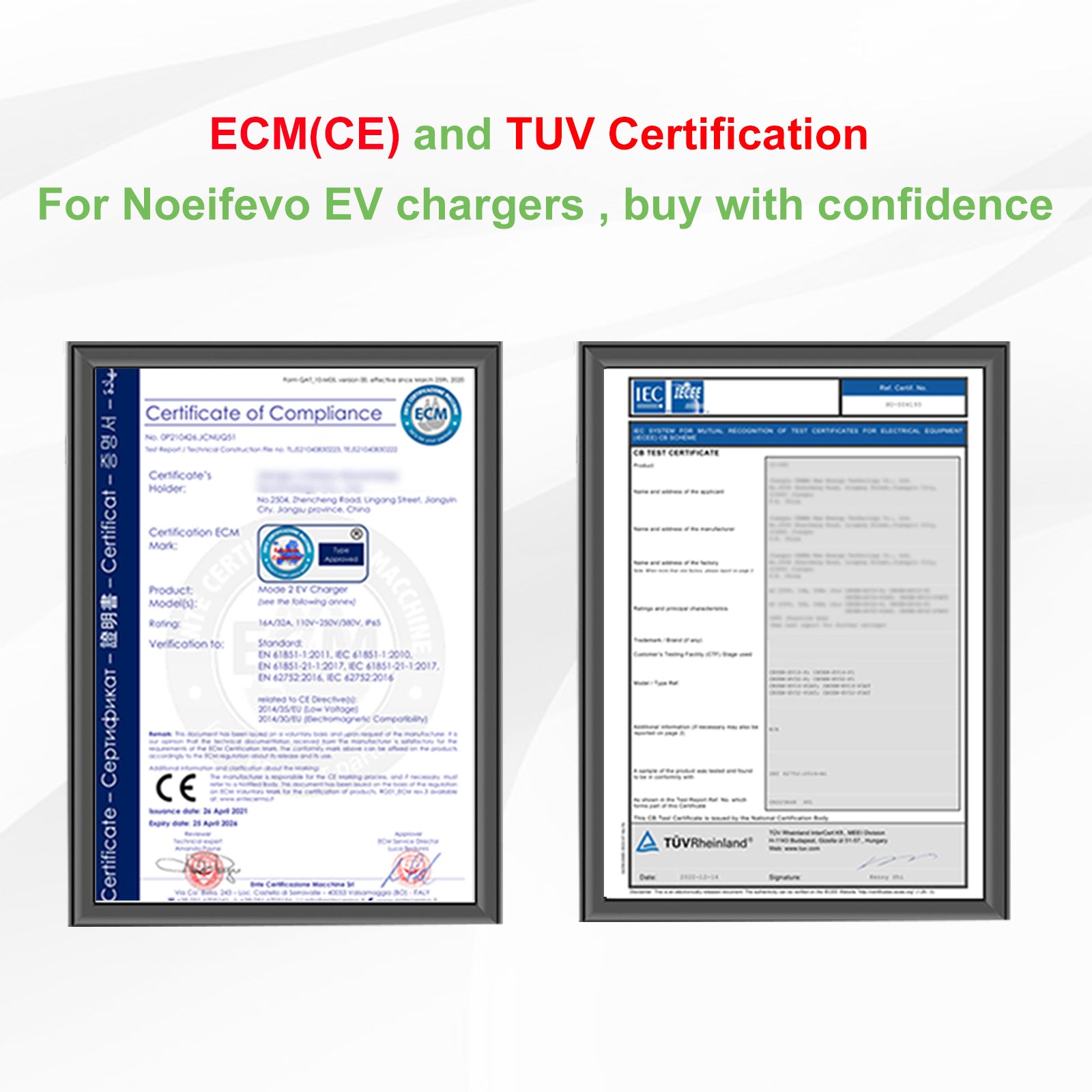 Noeifevo Typ2 EV-Ladekabel, 11KW 16A CEE 5m/10m/15m  Mobile EV Ladegerät, DC6mA RCD Schutz