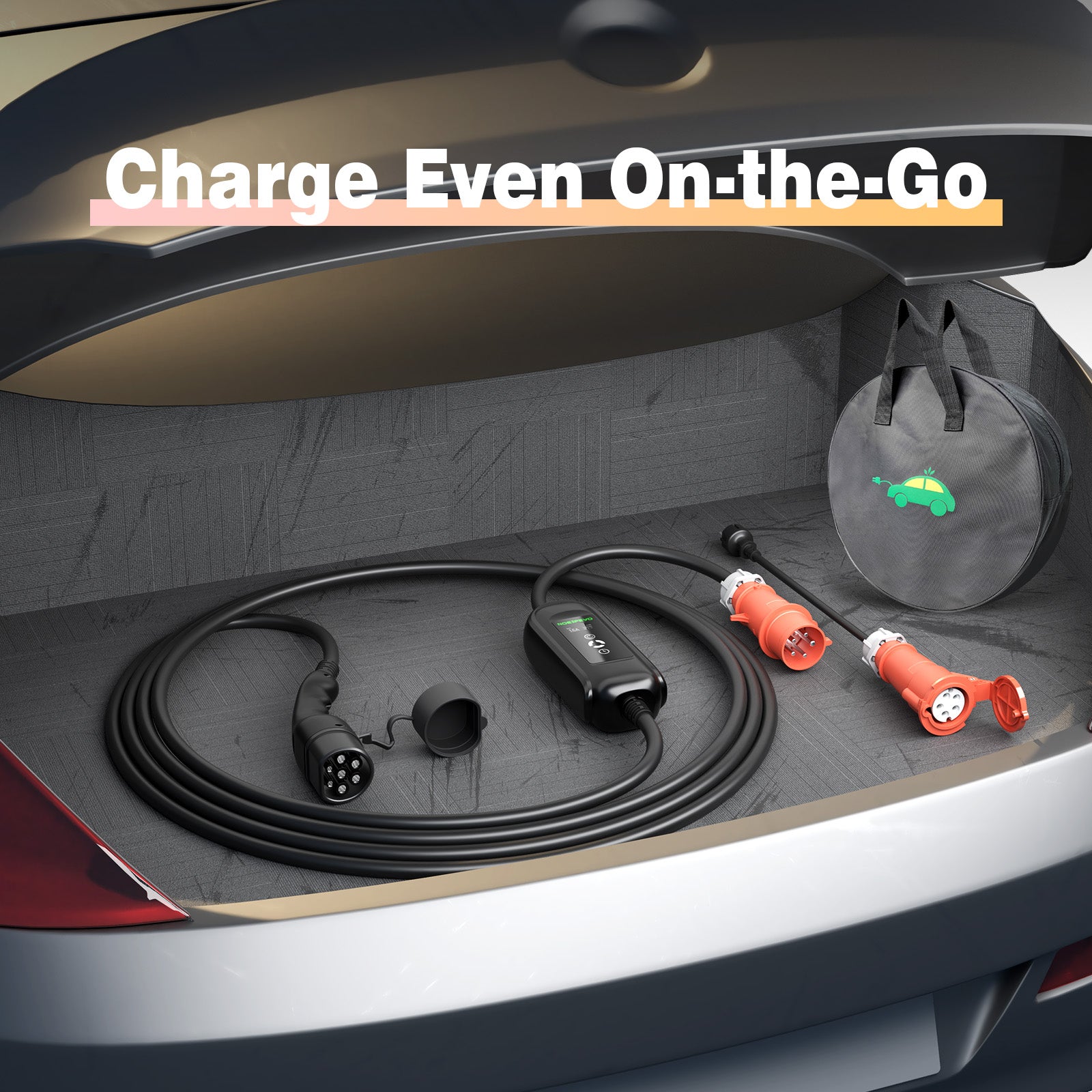 Noeifevo 11KW bilbatterilader, Type2 til CEE16A EV-lader med husholdningsadapter, 5m/10/15m