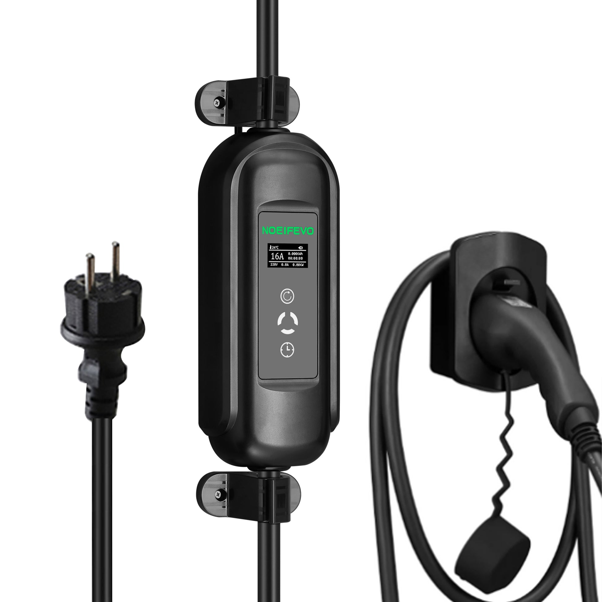 Noeifevo 3,6KW 16A bærbar type 2 EV-lader med Schuko, ladestasjonssett for elektriske kjøretøy, mobil EVSE-veggboks med 5 meter kabel