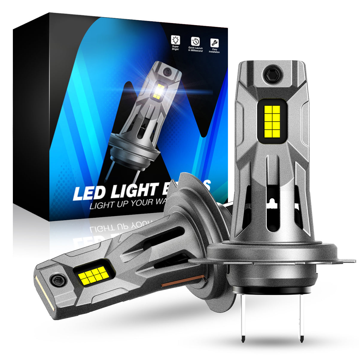 2 pezzi 60W 12000 Lumen Lampada Fari Auto, Lampada LED H7