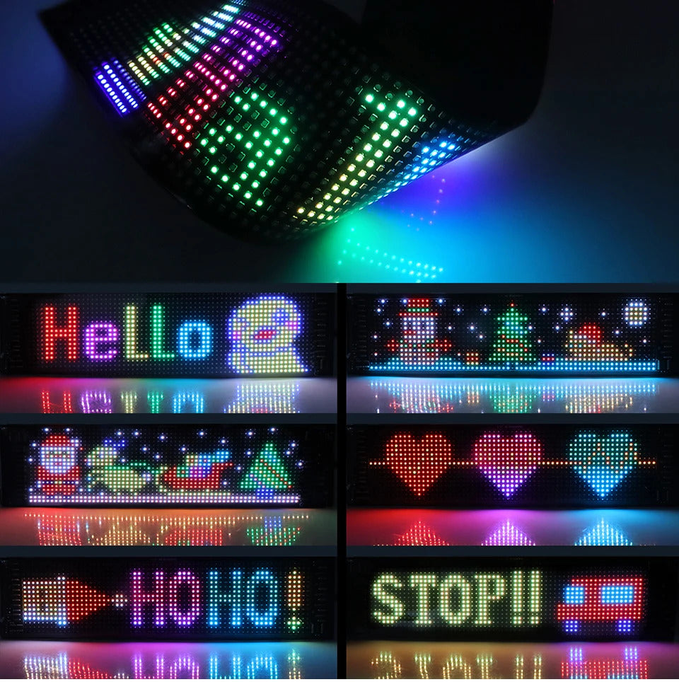 NOEIFEVO billys, LED-øyne for lastebiler, programmerbar LED-løpende tekstdisplay for biler og lastebiler, tekst, graffiti, unikt kjøretøyemblemlys