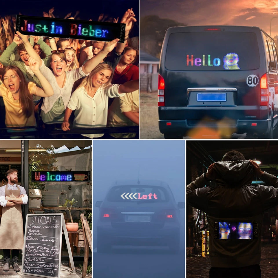 NOEIFEVO billys, LED-øyne for lastebiler, programmerbar LED-løpende tekstdisplay for biler og lastebiler, tekst, graffiti, unikt kjøretøyemblemlys