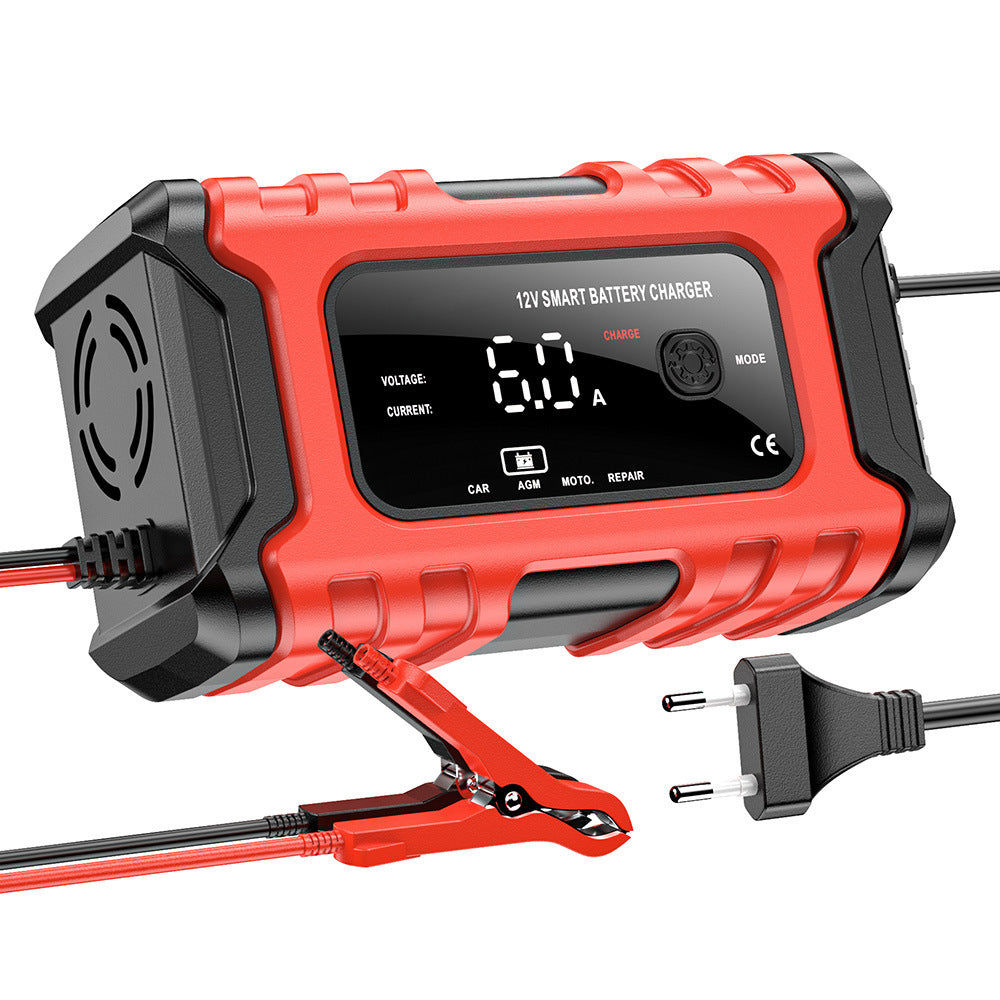 NOEIFEVO 6A Bilbatterilader, 12V Smart Fullautomatisk Bilbatterilader med Temperaturkompensasjon for Bil, Lastebil, Motorsykkel, Gressklipper, Båt og Marinebatterier