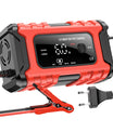 NOEIFEVO 6A Bilbatterilader, 12V Smart Fullautomatisk Bilbatterilader med Temperaturkompensasjon for Bil, Lastebil, Motorsykkel, Gressklipper, Båt og Marinebatterier