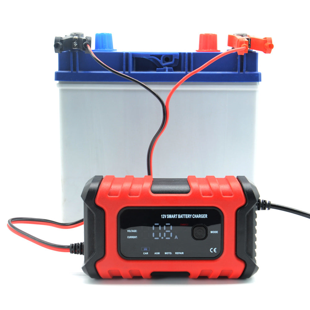 NOEIFEVO 6A Bilbatterilader, 12V Smart Fullautomatisk Bilbatterilader med Temperaturkompensasjon for Bil, Lastebil, Motorsykkel, Gressklipper, Båt og Marinebatterier