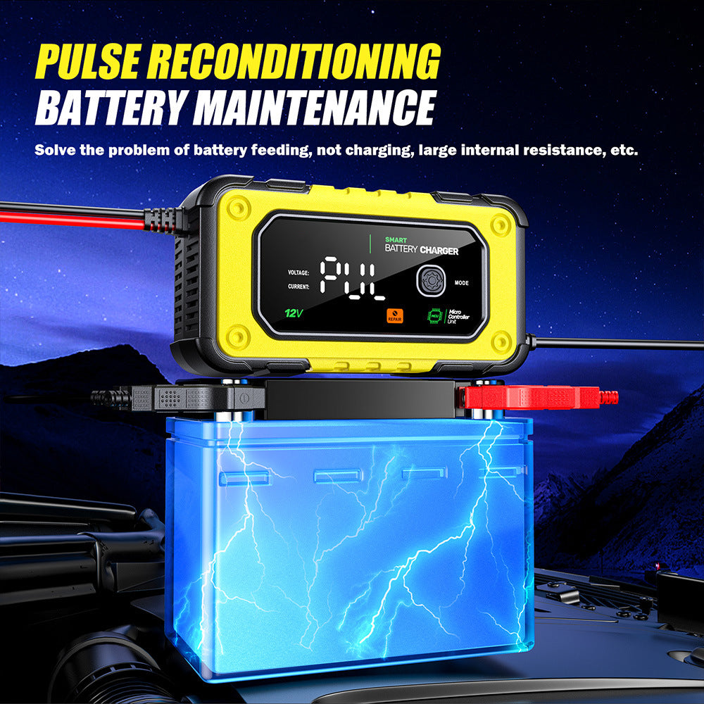 NOEIFEVO 7A Bilbatterilader, 12V Smart fullt automatisk bilbatterilader med temperaturkompensasjon for bil, lastebil, motorsykkel, gressklipper, båt og marinebatterier