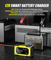NOEIFEVO 7A Bilbatterilader, 12V Smart fullt automatisk bilbatterilader med temperaturkompensasjon for bil, lastebil, motorsykkel, gressklipper, båt og marinebatterier