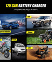 NOEIFEVO 7A Bilbatterilader, 12V Smart fullt automatisk bilbatterilader med temperaturkompensasjon for bil, lastebil, motorsykkel, gressklipper, båt og marinebatterier