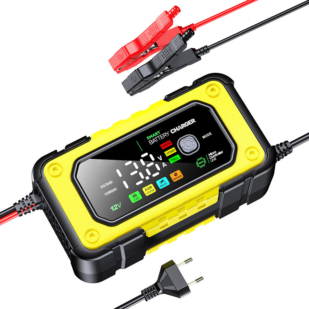 NOEIFEVO 7A Bilbatterilader, 12V Smart fullt automatisk bilbatterilader med temperaturkompensasjon for bil, lastebil, motorsykkel, gressklipper, båt og marinebatterier