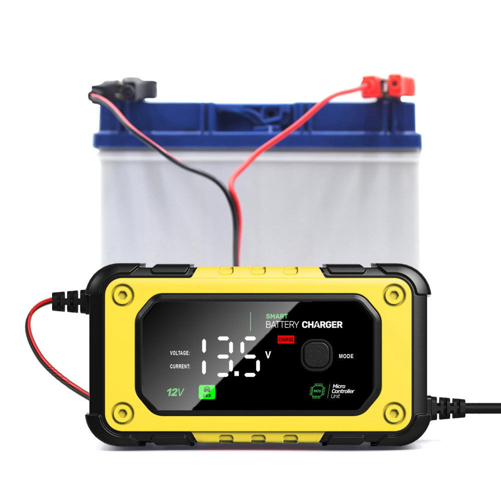 NOEIFEVO 7A Bilbatterilader, 12V Smart fullt automatisk bilbatterilader med temperaturkompensasjon for bil, lastebil, motorsykkel, gressklipper, båt og marinebatterier