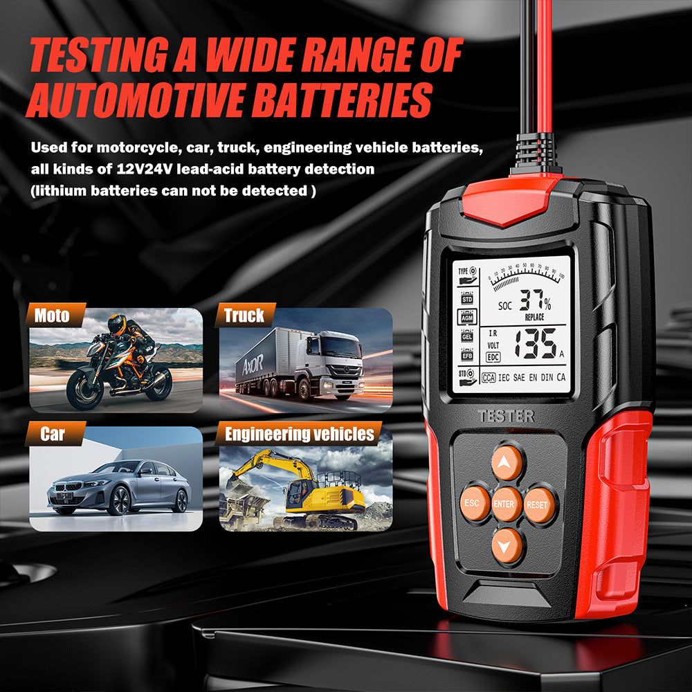NOEIFEVO 12V 24V Bilbatteritester & Generator Tester – Digital lasttester for personbiler, lastebiler, ATV og båter – CCA bilbatterianalysator & ladekurvesystemtester