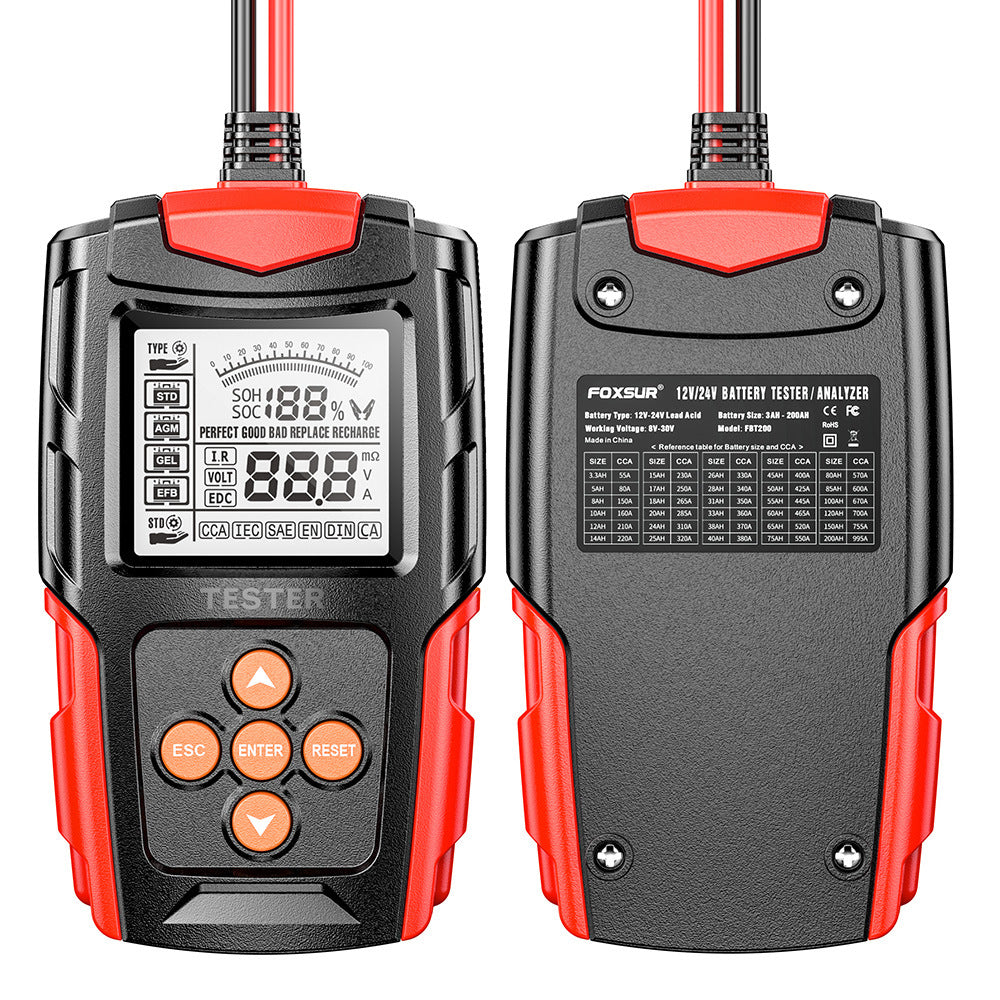 NOEIFEVO 12V 24V Bilbatteritester & Generator Tester – Digital lasttester for personbiler, lastebiler, ATV og båter – CCA bilbatterianalysator & ladekurvesystemtester