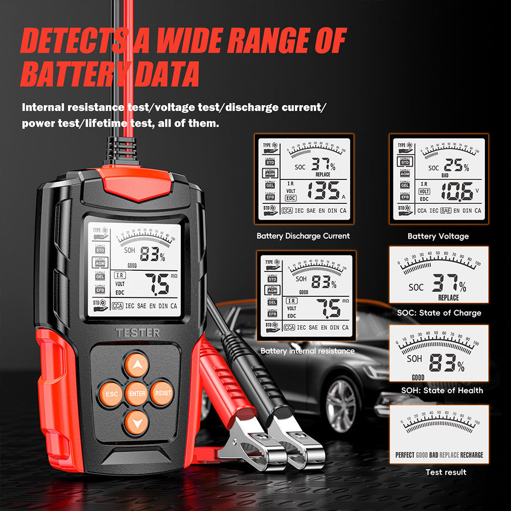 NOEIFEVO 12V 24V Bilbatteritester & Generator Tester – Digital lasttester for personbiler, lastebiler, ATV og båter – CCA bilbatterianalysator & ladekurvesystemtester