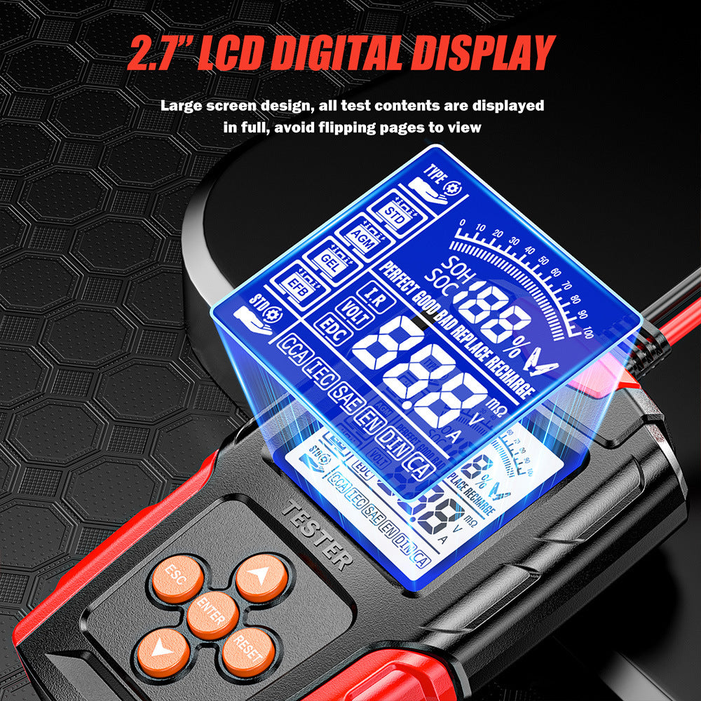 NOEIFEVO 12V 24V Bilbatteritester & Generator Tester – Digital lasttester for personbiler, lastebiler, ATV og båter – CCA bilbatterianalysator & ladekurvesystemtester