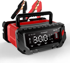 NOEIFEVO 6V 10A/12V 30A/24V 16A Slimme Batterijlader voor Autobatterijen, Motoren, Grasmaaiers, Boten, Geschikt voor Lithium, LiFePO4 en Loodzuurbatterijen (AGM, Gel, MF, EFB, SLA, VRLA, Nat)