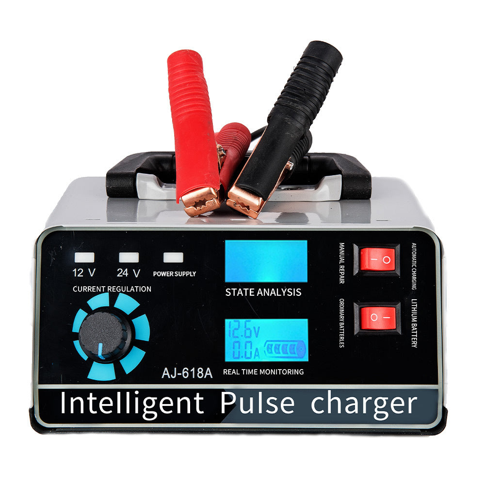 Smart batterilader 12V 30A / 24V 15A, bilbatterilader med vedlikehold og smart pulserende reparasjon for bil, lastebil, båt og motorsykkel