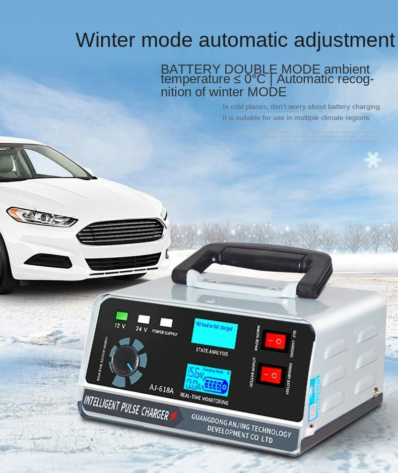 Smart batterilader 12V 30A / 24V 15A, bilbatterilader med vedlikehold og smart pulserende reparasjon for bil, lastebil, båt og motorsykkel