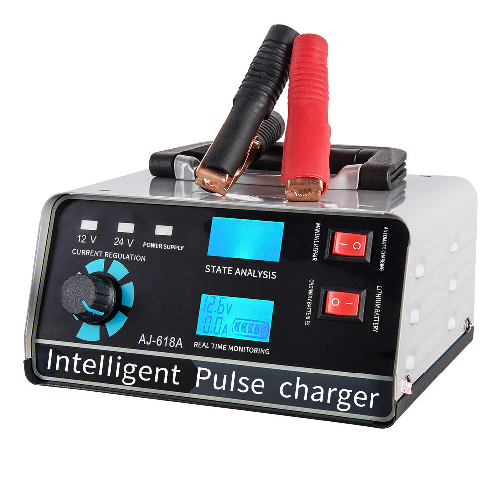 Smart batterilader 12V 30A / 24V 15A, bilbatterilader med vedlikehold og smart pulserende reparasjon for bil, lastebil, båt og motorsykkel