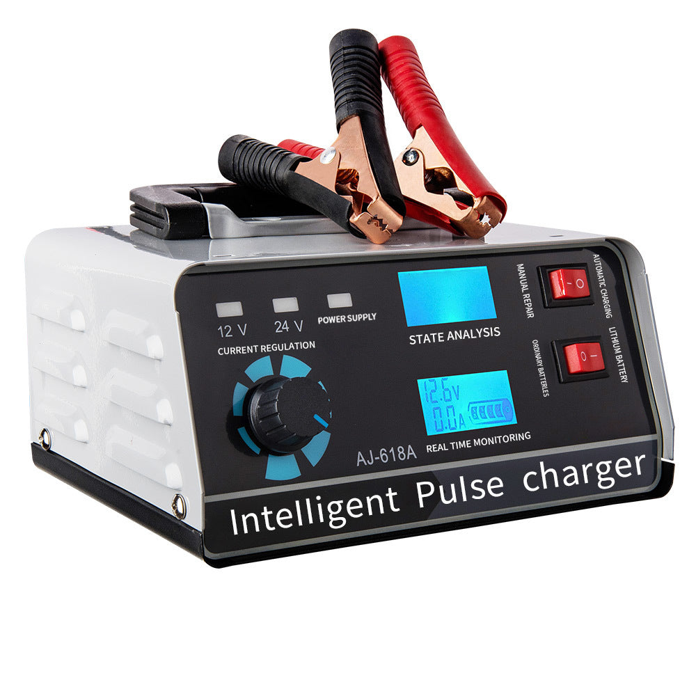Smart batterilader 12V 30A / 24V 15A, bilbatterilader med vedlikehold og smart pulserende reparasjon for bil, lastebil, båt og motorsykkel