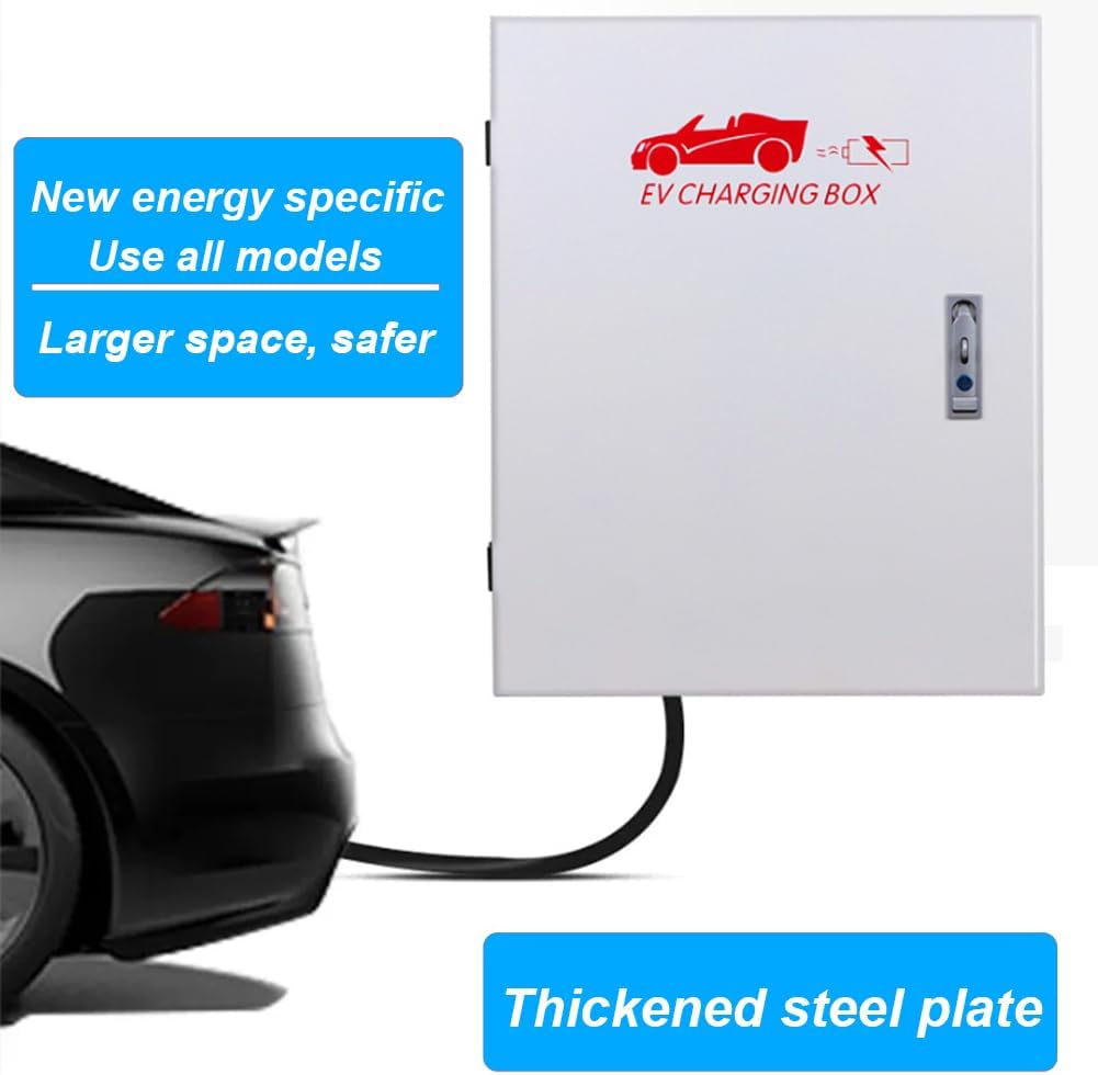 NOEIFEVO EV Wallbox beskyttelsesboks, egnet for ulike EV-ladere, krok for oppbevaring, tyverisikret, beskyttet mot regn og støv