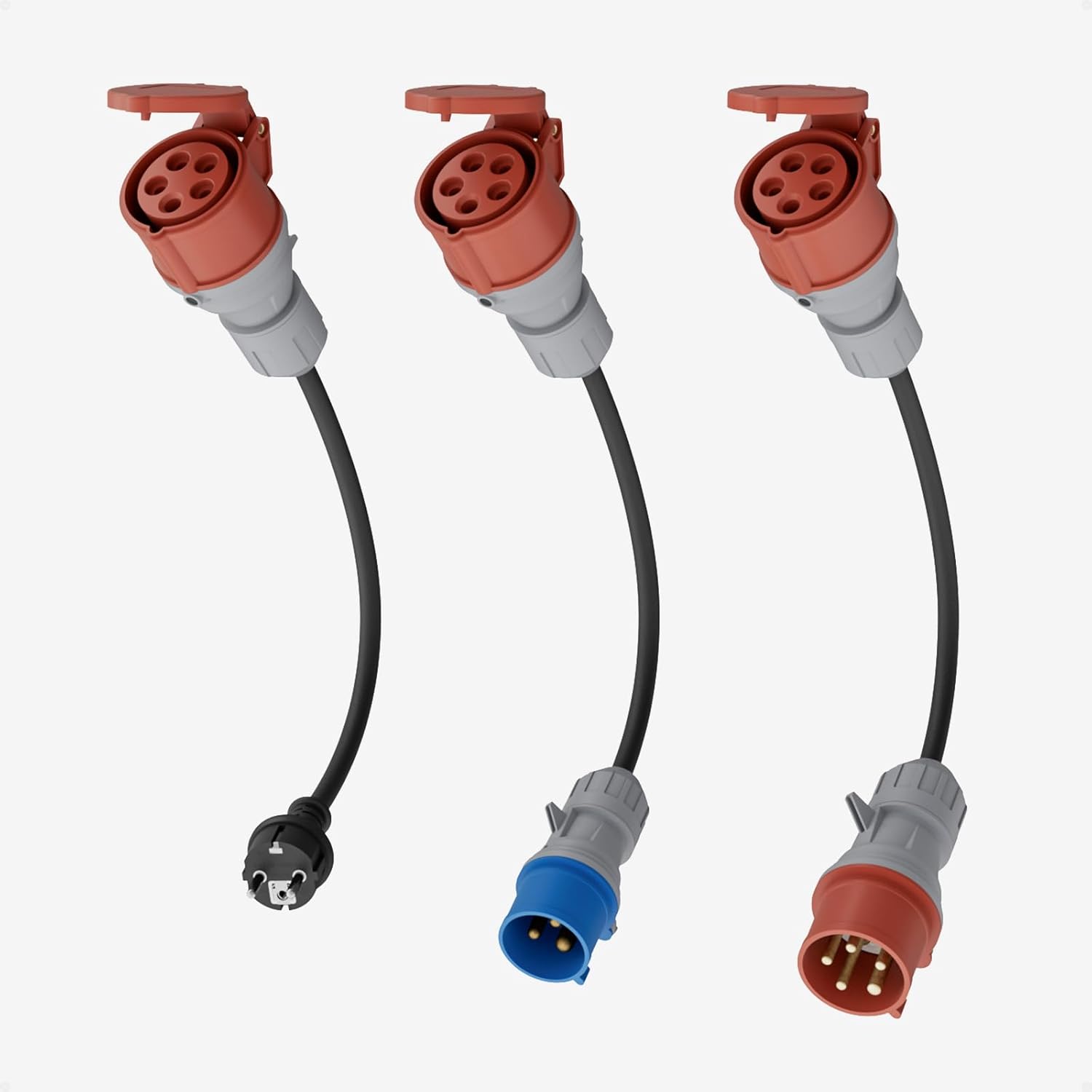 NOEIFEVO EV-lader adaptersett for 11KW mobil veggboks / EV-lader / ladestasjon til CEE rød 32A / CEE blå 16A / 230V husholdningsstikkontakt.