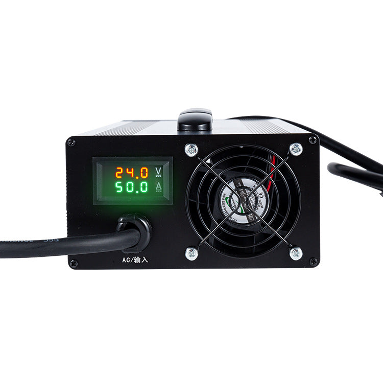 NOEIFEVO 29,2 V 5–50 A  Justerbart litium-LiFePO4-batterilader for 24 V, 25,6 V, 8S LiFePO4-batterier, LCD-display, lader for bobiler, trolling-motorer, båter og campingvogner