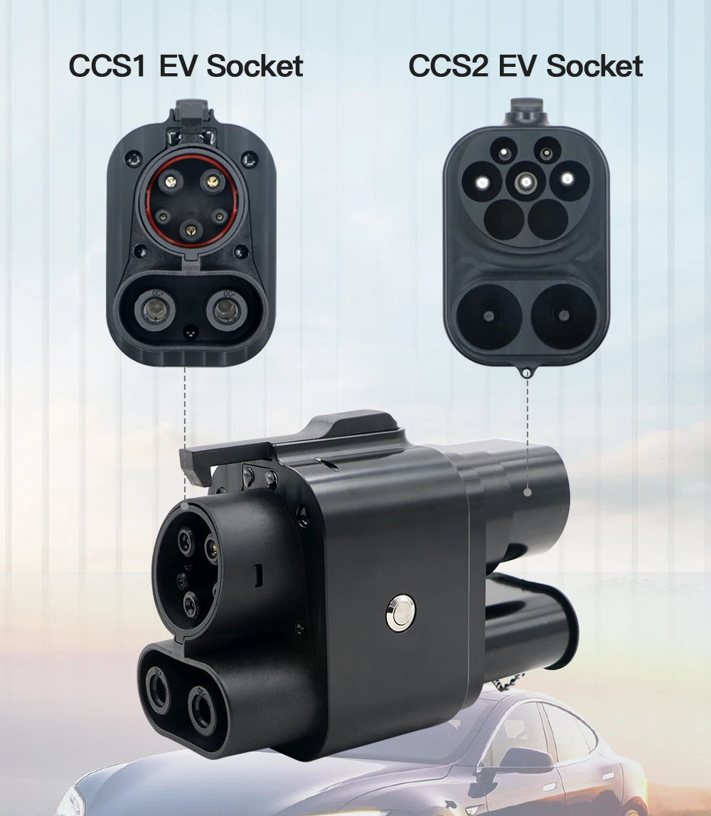 NOEIFEVO CCS2:sta CCS1:een EV-latausadapteri, CCS2:sta CCS1:een EV-latausadapteri, 350A 350kW DC AC 1000V adapteri sähköajoneuvoille, käytä CCS2 Tyyppi 2 -latauslaitetta ladataksesi CCS1 Tyyppi 1 sähköajoneuvoa