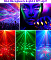 4-i-1 discokule – partylampe med 64 mønstre, musikkstyrt discolampe med fjernkontroll, RGB-UV-strobelys for hjemmet, bar, klubb, uteområder og bursdagsfester