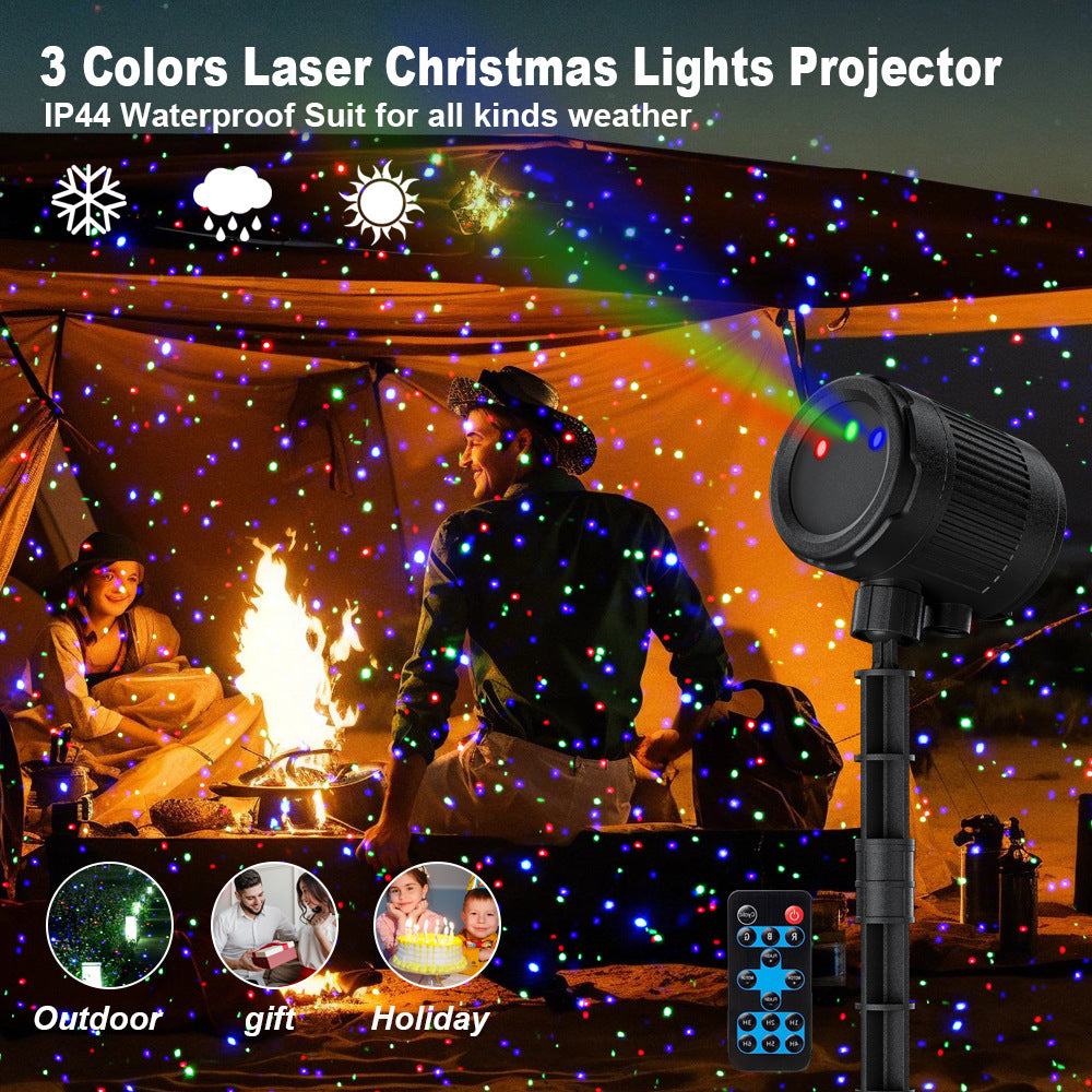 RGB-Laser-Ambientebeleuchtung für Garten & Rasen, Rot-Grün-Blaue Partybeleuchtung für Weihnachten & Halloween