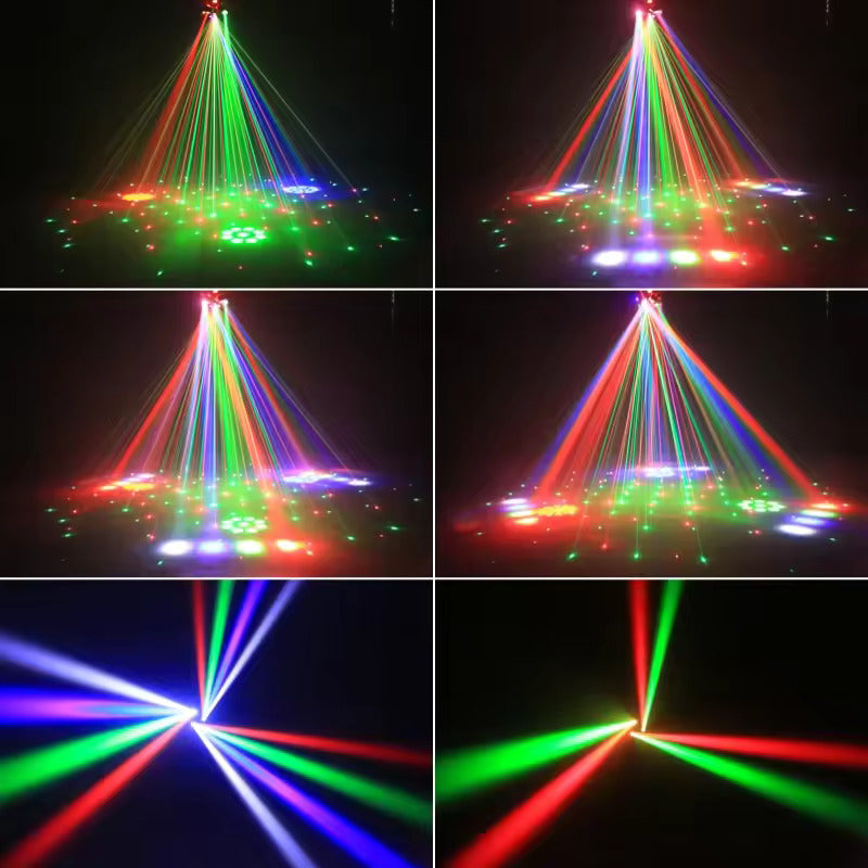 80W RGBW LED Moving Head Partylicht, 4-in-1 Mini Sechsarmiger Beam Strobe Effekt, DJ Bar Bühnenbeleuchtung mit Fernbedienung, DMX 512 Unterstützung