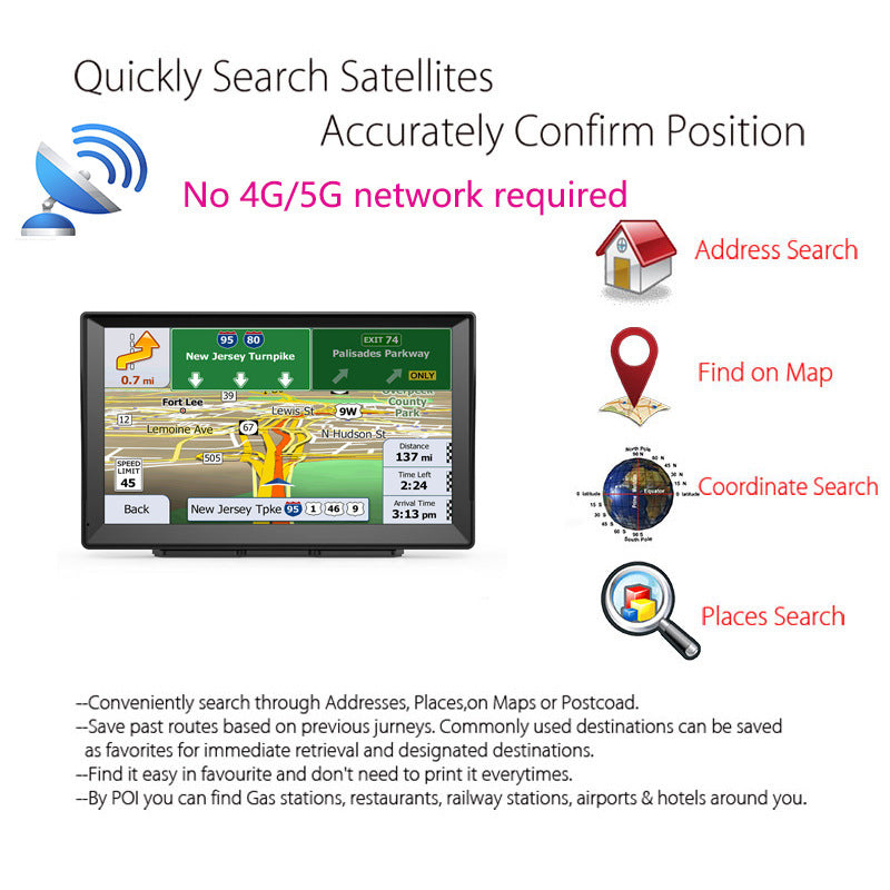 NOEIFEVO XT90 GPS-navigation, 9-tommers berøringsskærm med Europakort, 8GB ROM + 256MB RAM, flersproget support, FM-transmission, til biler/varevogne/lastbiler