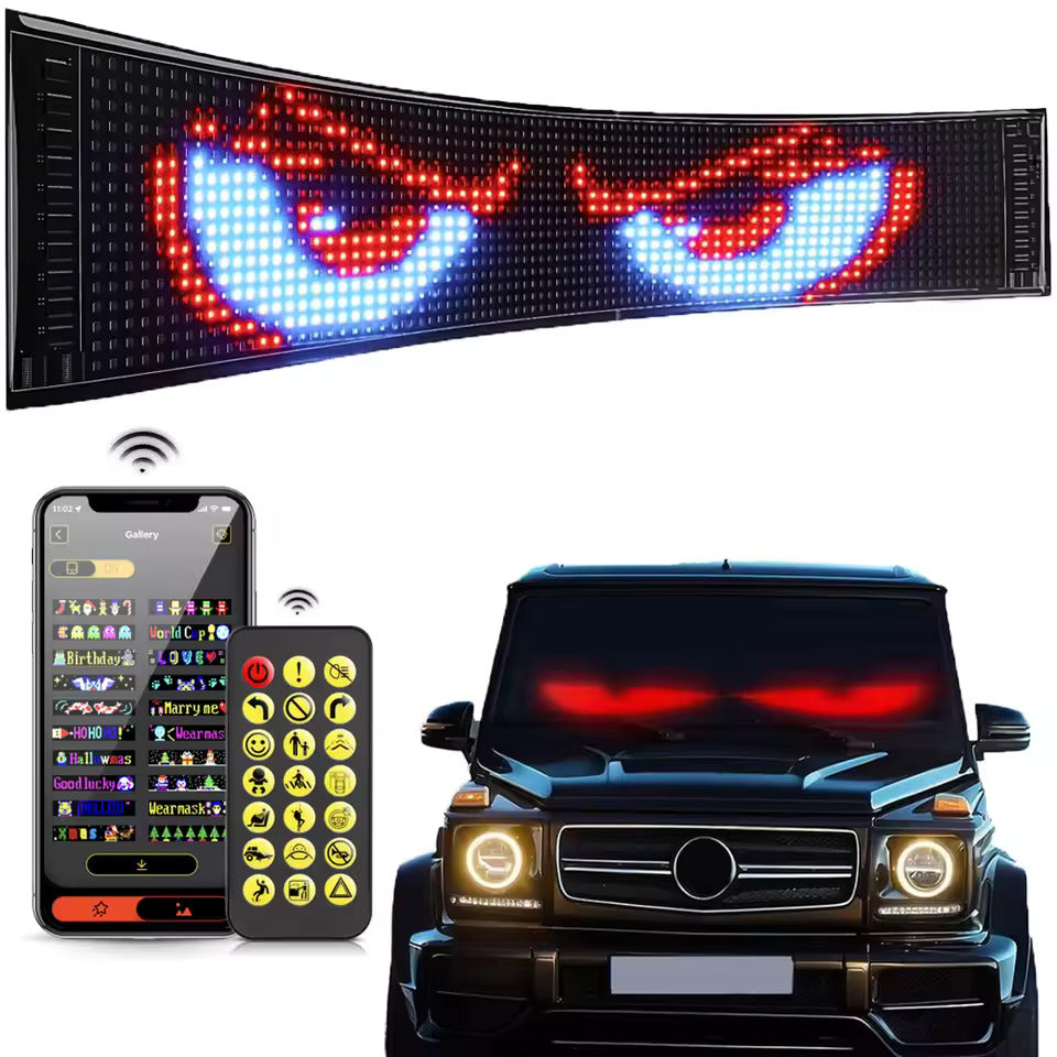 NOEIFEVO billys, LED-øyne for lastebiler, programmerbar LED-løpende tekstdisplay for biler og lastebiler, tekst, graffiti, unikt kjøretøyemblemlys
