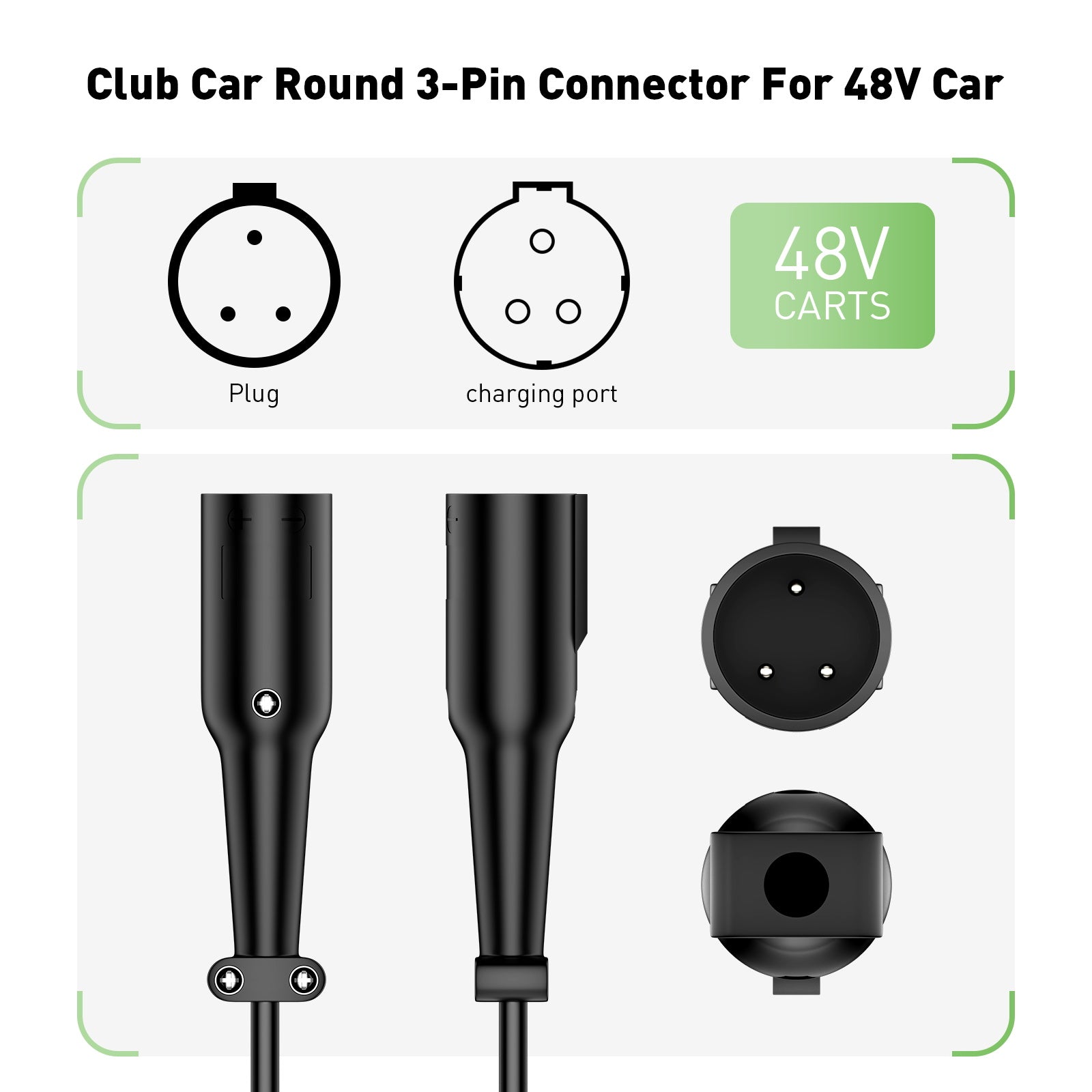NOEIFEVO 48V 20A golfvogn batterilader for Club Car Precedent & DS med OBC-kabel