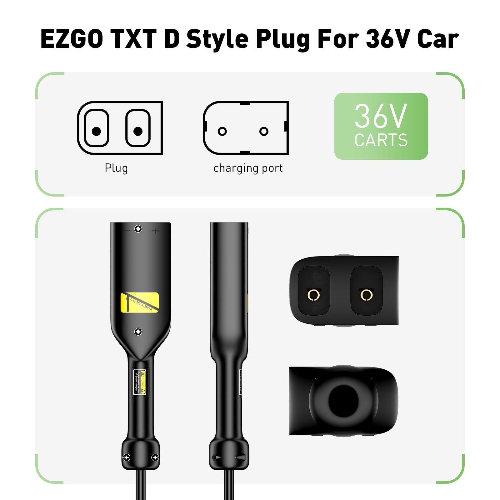 NOEIFEVO 36V 20A golfvogn batterilader med EZGO TXT D plugg for blybatterier, AGM, gel