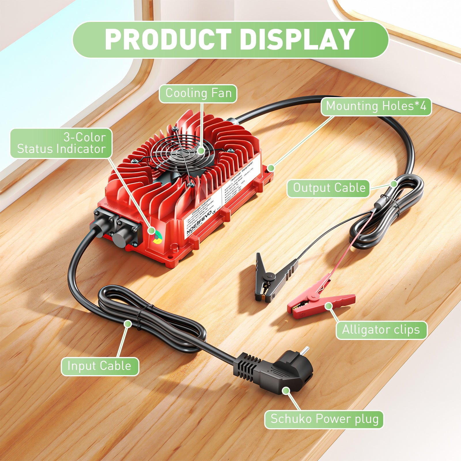 NOEIFEVO 36V 20A Battery Charger For Lead-Acid, AGM & Gel Batteries - Golf Cart Charger