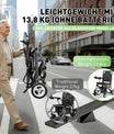 Elektrisk rullestol – 13.6kg, 300W motor, avtakbart litiumbatteri, elektromagnetisk brems, 100kg bæreevne, lett, sammenleggbar, ideell for reise og hverdag